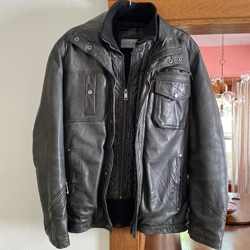 Marc New York Men’s Leather Coat - black leather in pristine condition!